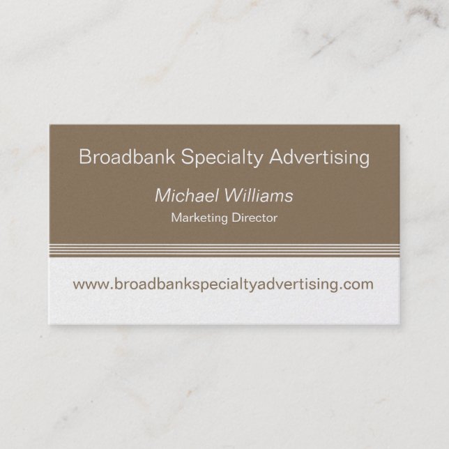 Sleek Colour Block Business Card, Mocha Business Card (Front)