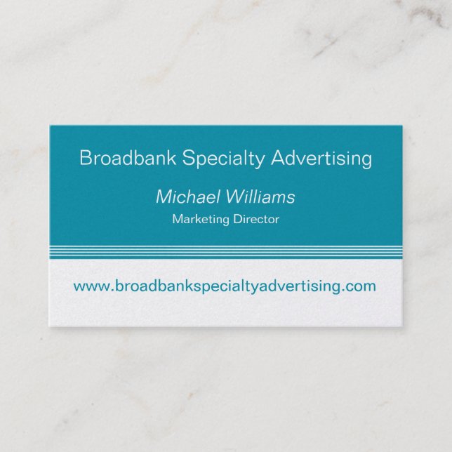Sleek Colour Block Business Card, Oasis Blue Business Card (Front)