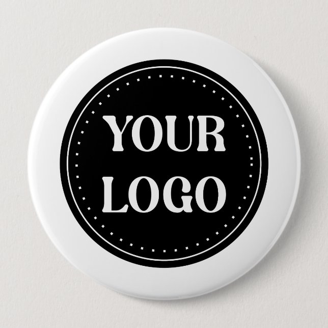Sleek, contemporary, polished,& customisable 10 cm round badge (Front)