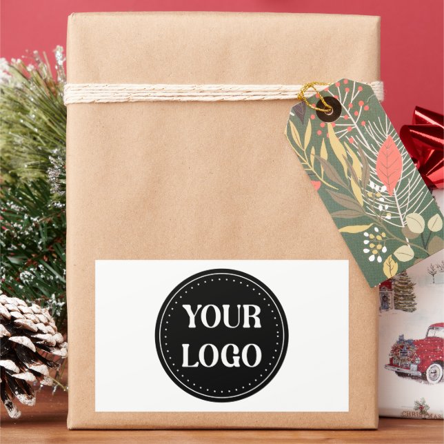 Sleek, contemporary, polished,& customisable rectangular sticker (Holiday)