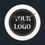 Sleek, contemporary, polished,& customisable round clock<br><div class="desc">EVERYONE CAN USE THIS DESIGN.You are free to add,  edit,  or resize the logo,  photo,  text,  and colours as you choose.Many thanks.</div>