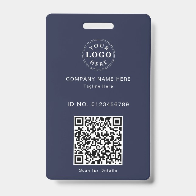 Sleek Custom ID Badge – Logo & Scannable QR (Front)