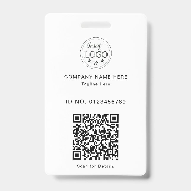 Sleek Custom ID Badge – Logo & Scannable QR (Front)