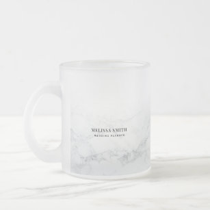 Sleek customisable text on marble transparent frosted glass coffee mug