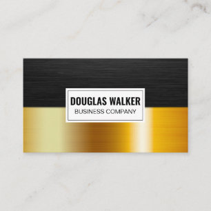 Sleek Dark Metal   Gold Metallic Colour Block Business Card