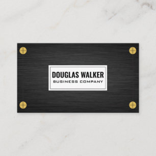 Sleek Dark Metal Gold Metallic Screws Business Card