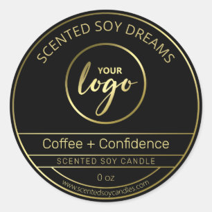 Sleek Elegant Black And Gold Soy Candle Labels