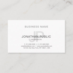 Sleek Elegant Design Monogram Plain Trendy Business Card