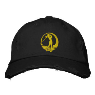 Sleek Female Golfer Silhouette Embroidered Hat