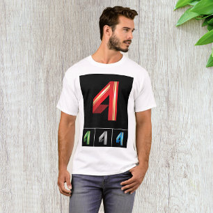 Sleek Geometric Number 4 Modern Typography T-Shirt