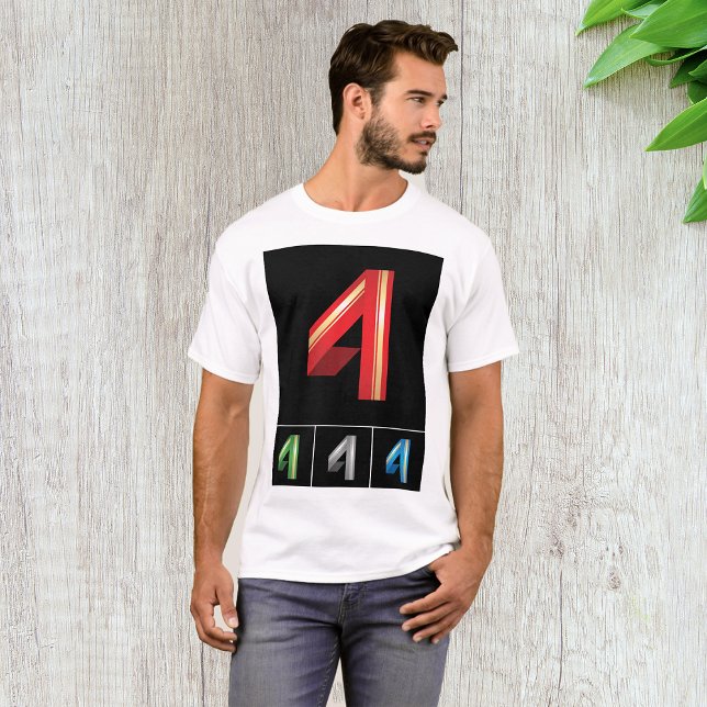 Sleek Geometric Number 4 Modern Typography T-Shirt (Creator Uploaded)