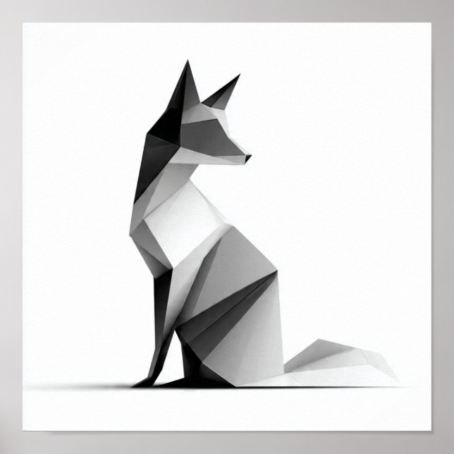 Sleek Geometric Origami Fox Print (Front)