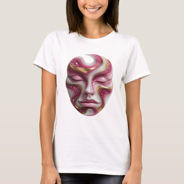 Sleek Gold ABSTRACT ART Statement Design T-Shirt (Front)