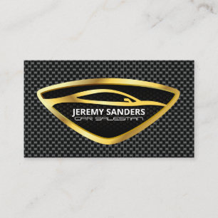 Sleek Gold Auto Logo Carbon Fibre Backdrop Business Card