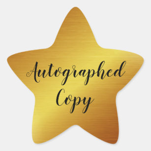 Sleek Gold Autographed Copy Author Writer Star Star Sticker