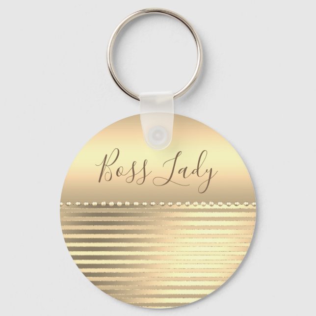 Sleek Gold Boss Lady  Key Ring (Front)