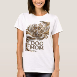 Sleek Gold DOG MOM Print T-Shirt