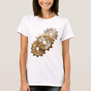 Sleek Gold GEARS OF THE UNIVERSE Wearable Art T-Shirt