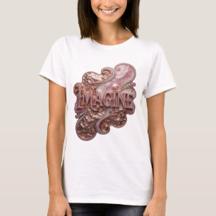 Sleek Gold IMAGINE 3D Text Art T-Shirt