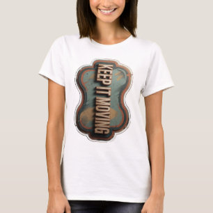Sleek Gold KEEP IT MOVING Text Design T-Shirt