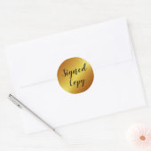 Sleek Gold Signed Copy Author Writer Classic Round Sticker (Envelope)