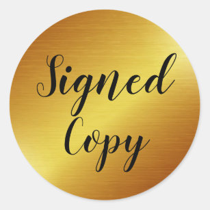 Sleek Gold Signed Copy Author Writer Classic Round Sticker