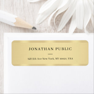 Sleek Gold Simple Template Luxury Return Address Return Address Label