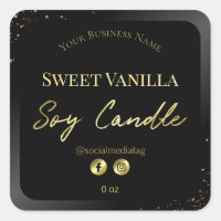 Sleek Gold Text Paint Drops Soy Candle Label