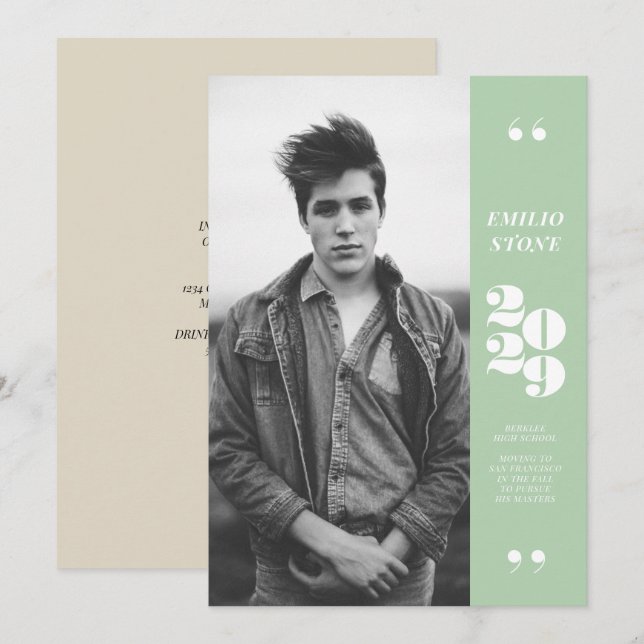 Sleek Grad Graduation Invitation (Front/Back)