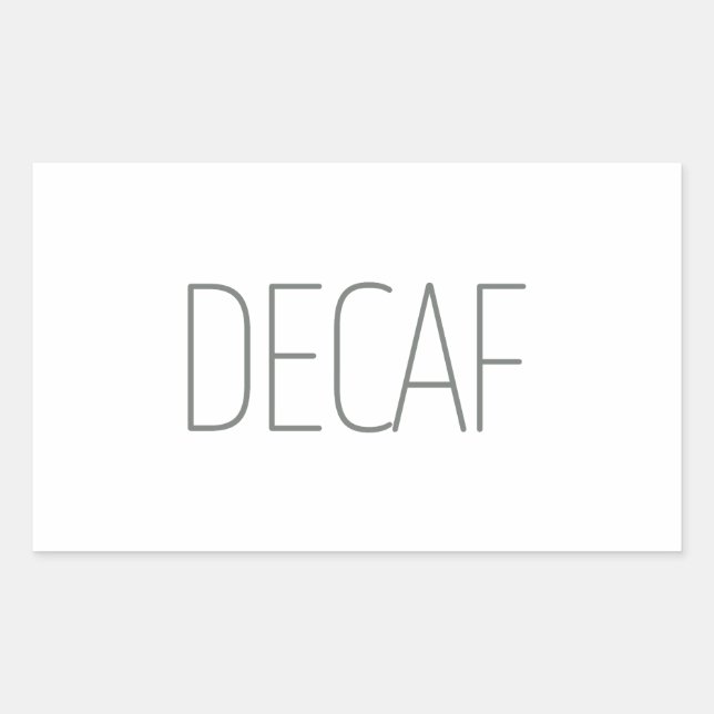 Sleek Grey Decaf Coffee Rectangular Sticker (Front)