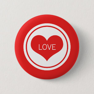 Sleek Heart Button, Red 6 Cm Round Badge