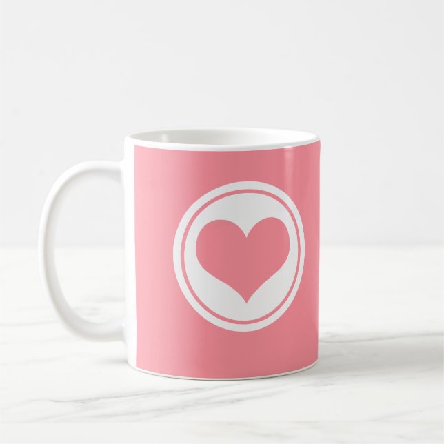Sleek Heart Mug, Pink Coffee Mug (Left)