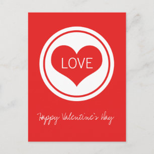 Sleek Heart Postcard, Red Holiday Postcard