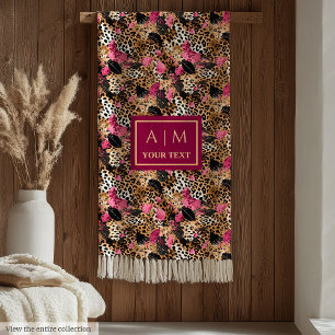 Sleek hot pink watercolor leopard skin blanket