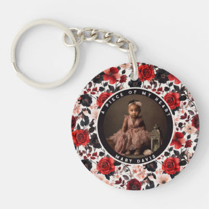 Sleek in loving memory Photo Rose Flower Key Ring