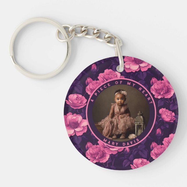 Sleek keepsake Floral Rose Key Ring (Front)