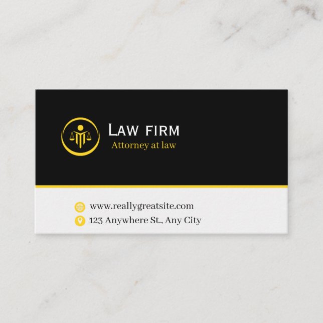 Sleek Law & Justice Business Card | Attorney  (Front)