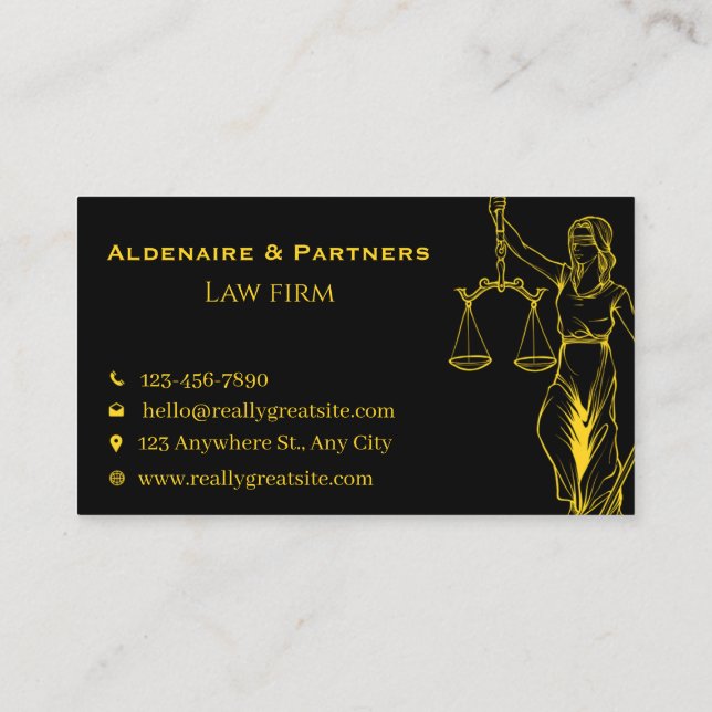 Sleek Law & Justice Business Card | Attorney (Back)