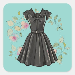 Sleek LBD Sticker Vintage Little Black Dress Decal