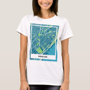 Sleek map Barcelona - Azul-verde T-Shirt