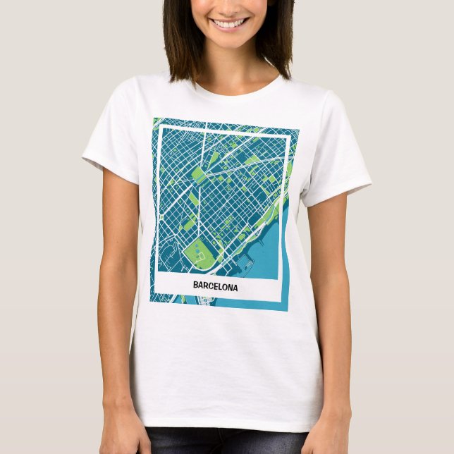 Sleek map Barcelona - Azul-verde T-Shirt (Front)