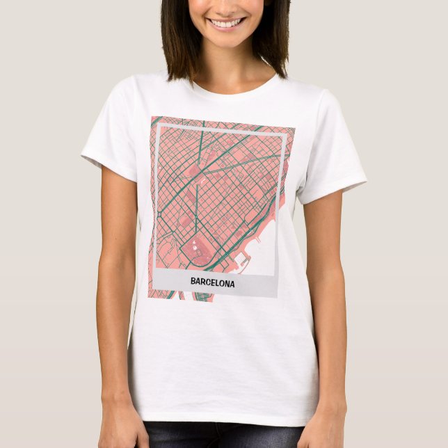 Sleek map Barcelona - Rosa-verde T-Shirt (Front)