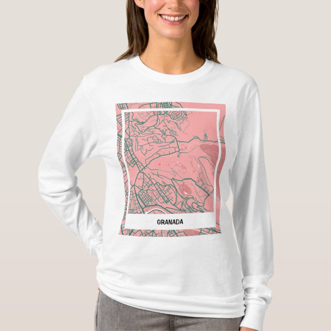 Sleek map map Grenada - Rosa-verde T-Shirt (Front)