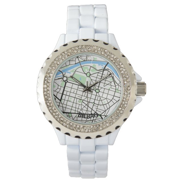 Sleek map map of Bilbao - Natural Colors Watch (Front)
