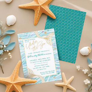 Sleek Mermaid Under The Sea Baby Shower Invitation