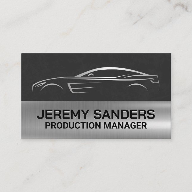 Sleek Metal Car Logo Business Card (Front)