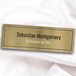 Sleek Metallic Brushed Gold Professional Name Tag