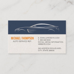 Sleek Metallic Sports Car Illustration Business Card