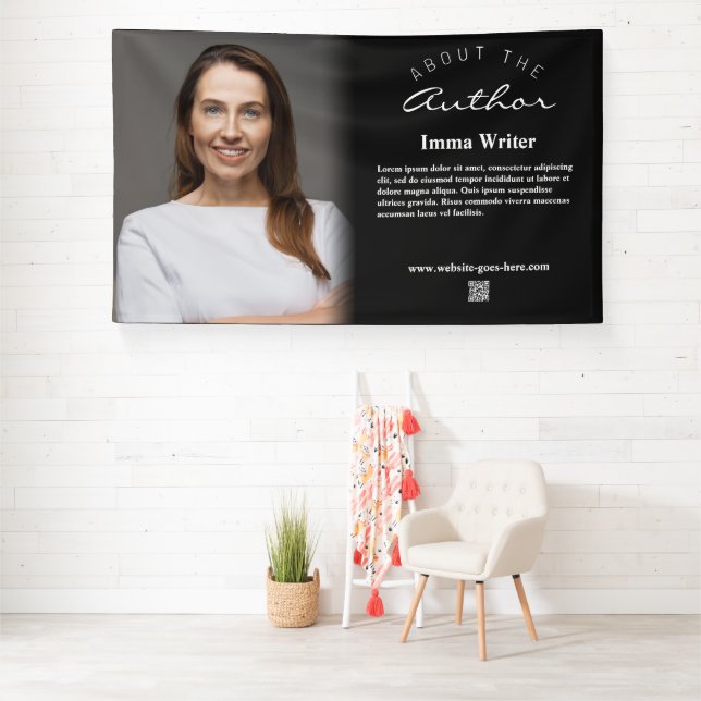 Sleek Minimalist About the Author with Bio and QR Banner (Insitu)