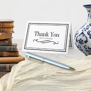 Sleek Minimalist Black/White Business Thank You Card